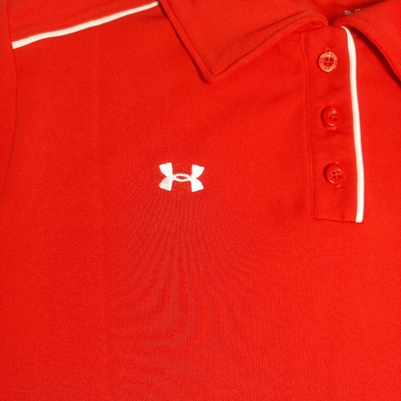 Under Armour Heatgear Red Short Sleeve Button Collar Golf Shirt, medium - Picture 5 of 11
